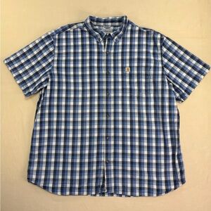 Carhartt Men's Blue Checkered Plaid Relaxed Fit Short Sleeve Shirt Size 2XL